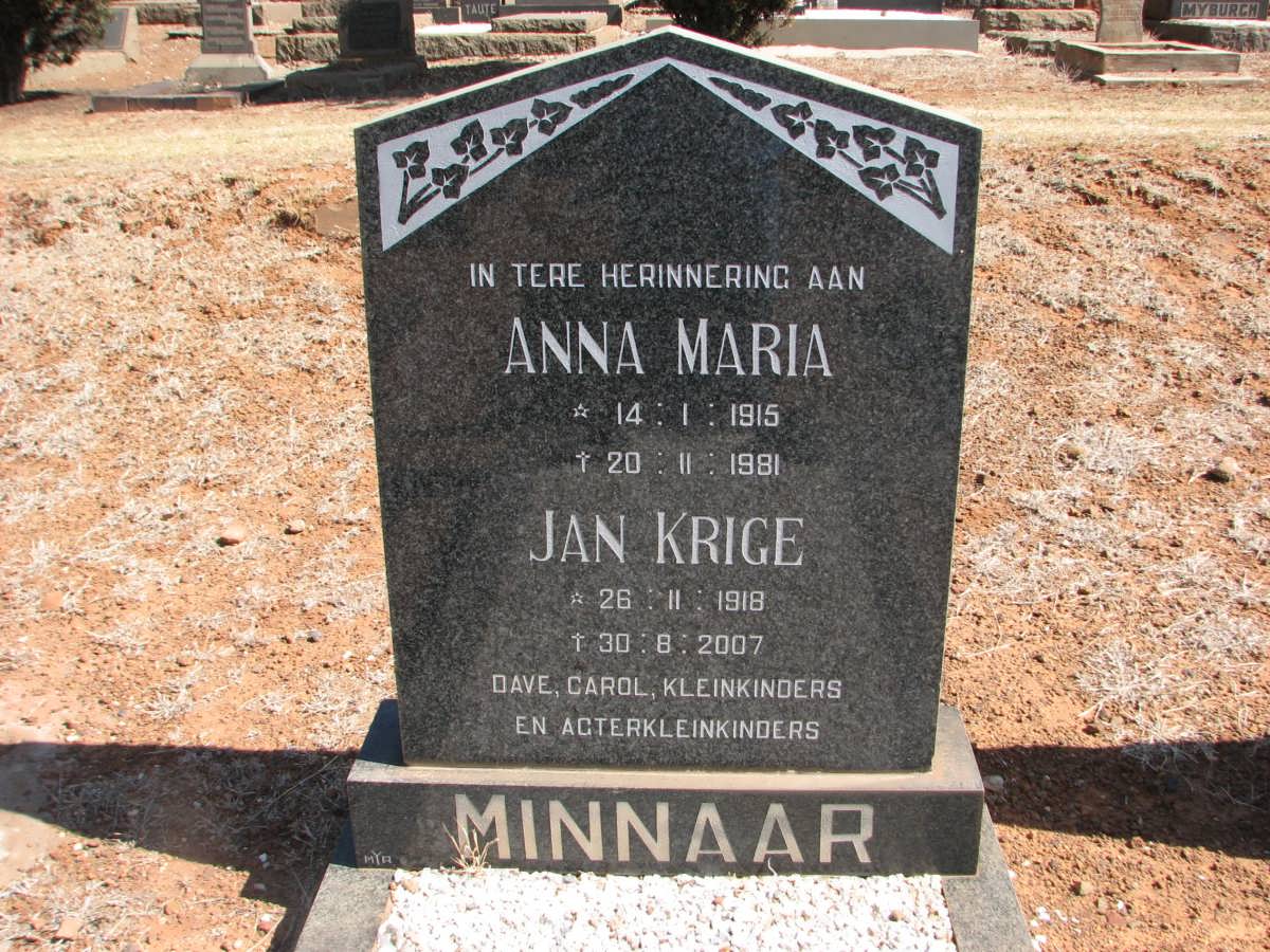 MINNAAR Jan Krige 1918-2007 &amp; Anna Maria 1915-1981