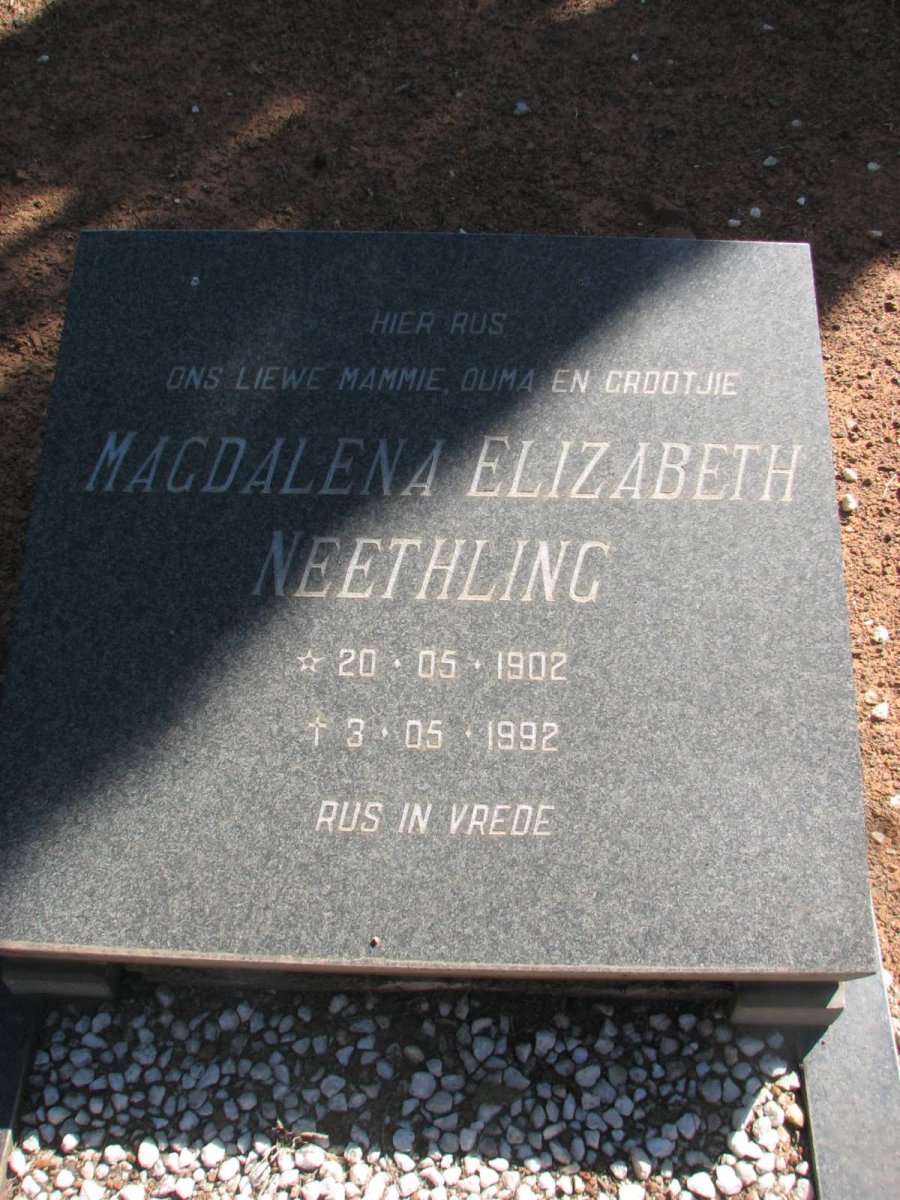 NEETHLING Magdalena Elizabeth 1902-1992
