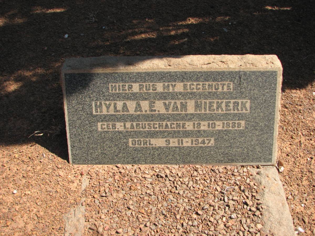 NIEKERK Hyla A.E., van nee LABUSCHAGNE 1888-1947