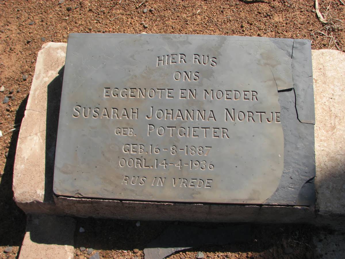 NORTJE Susarah Johanna nee POTGIETER 1887-1936