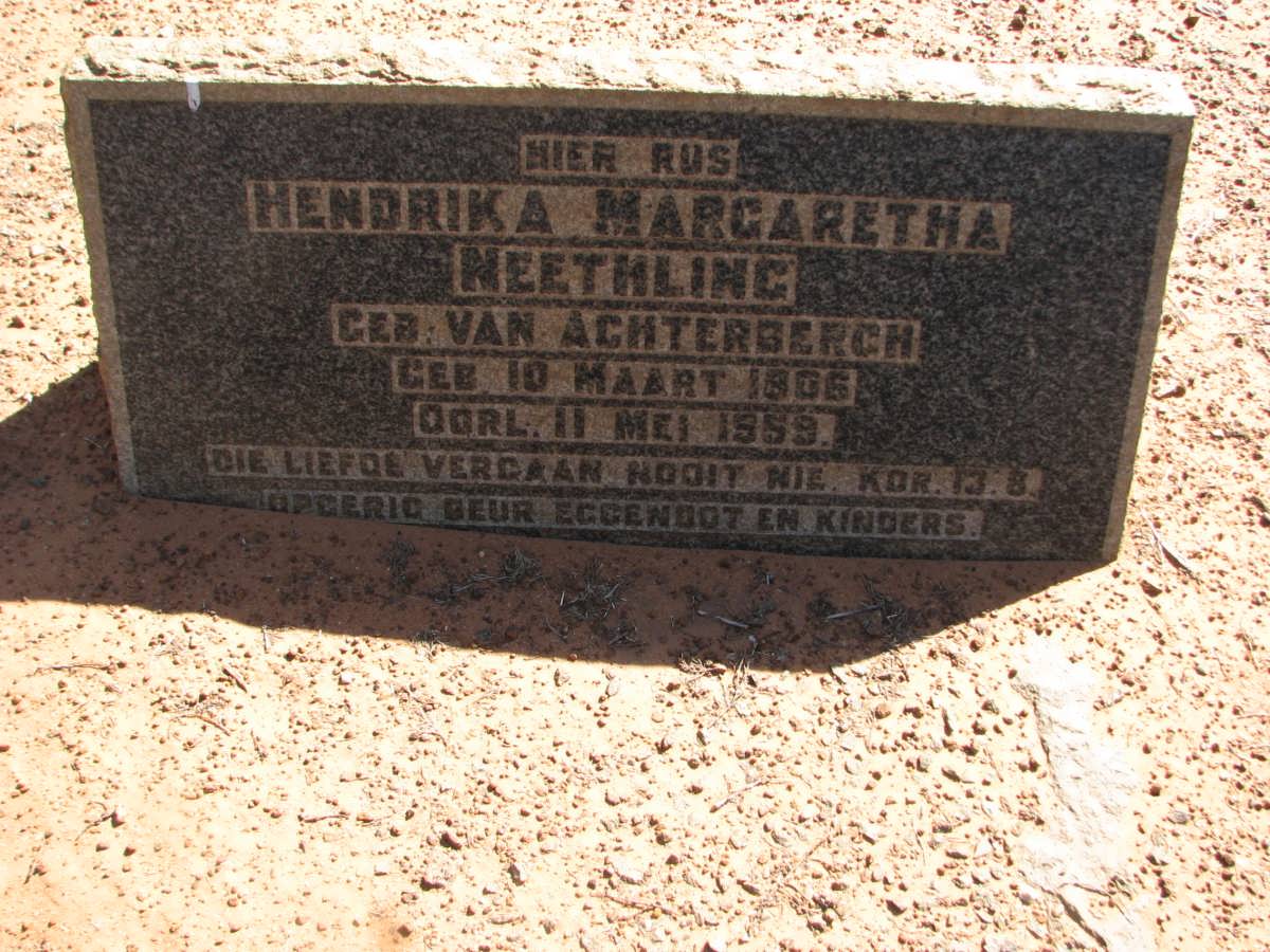 NEETHLING Hendrika Margaretha nee VAN ACHTERBERGH 1906-1959