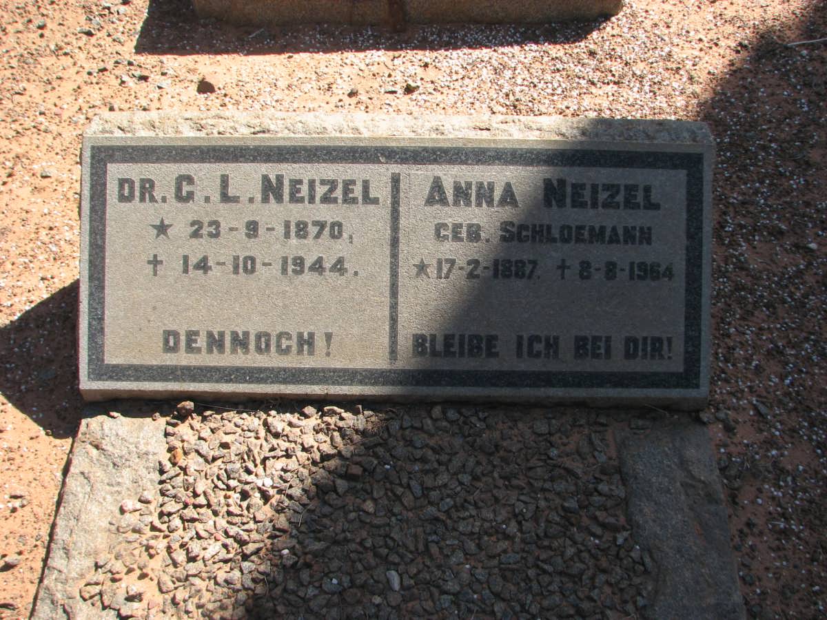 NEIZEL G.L. 1870-1944 &amp; Anna SCHLOEMANN 1887-1964