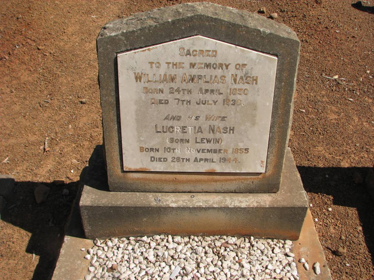 NASH William Amplias 1850-1936 &amp; Lucretia LEWIN 1855-1944