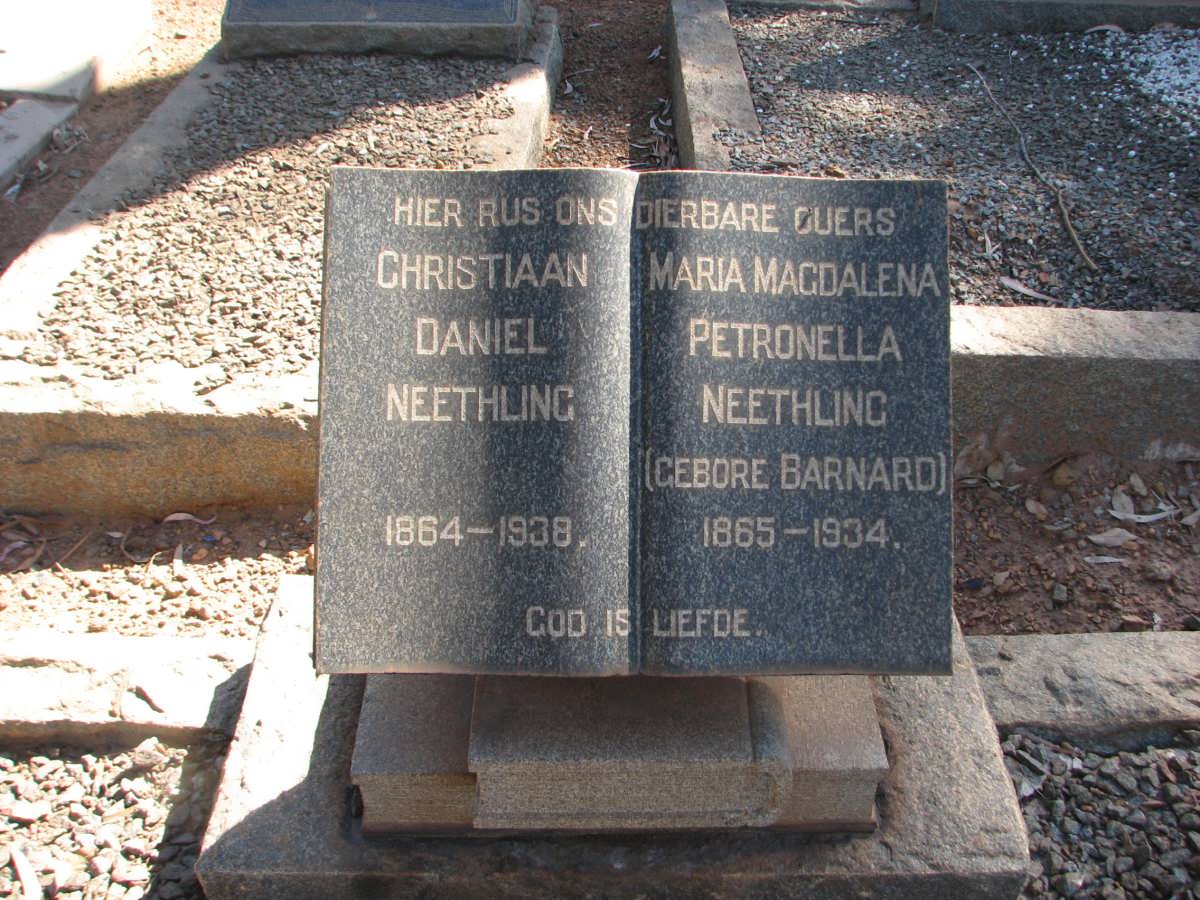 NEETHLING Christiaan Daniel 1864-1938 &amp; Maria Magdalena Petronella BARNARD 1865-1934