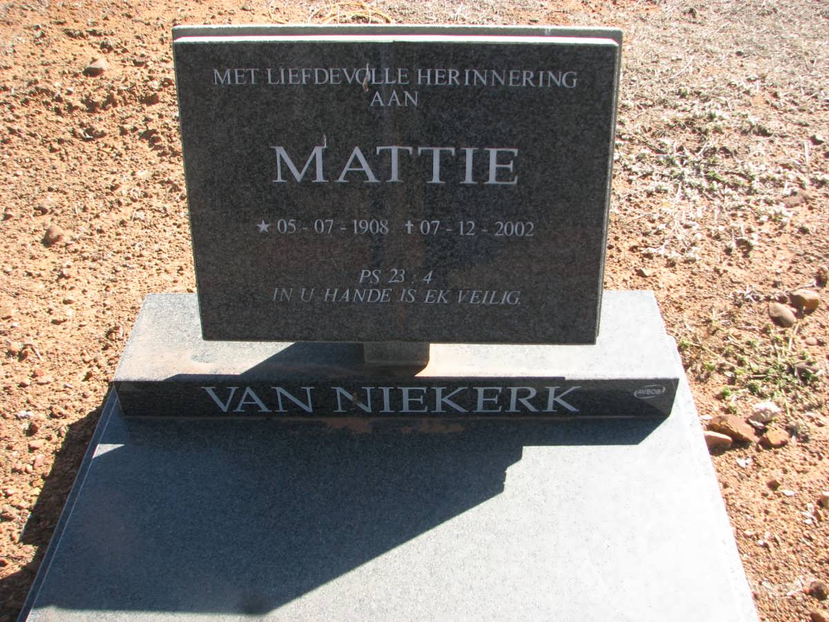 NIEKERK Mattie, van 1908-2002