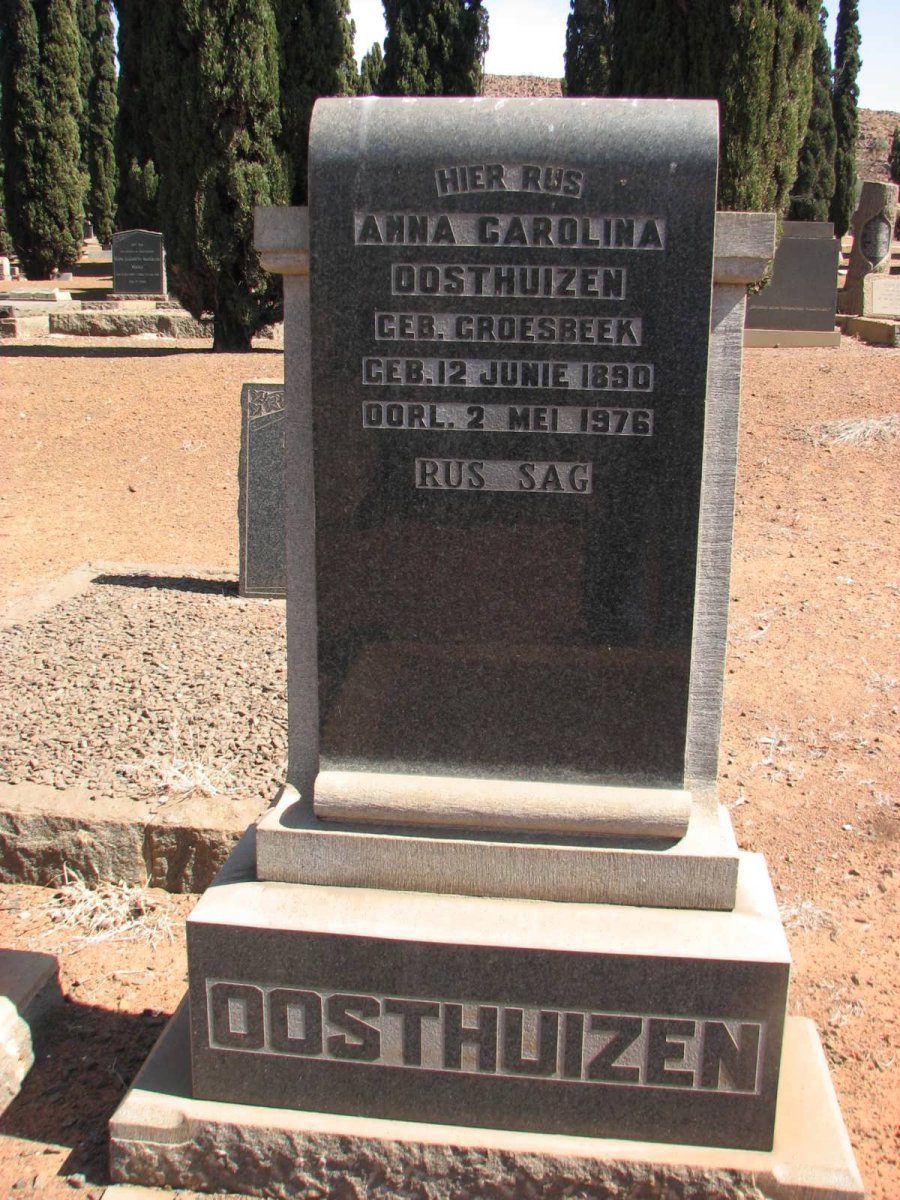 OOSTHUIZEN Anna Carolina nee GOESBEEK 1890-1976