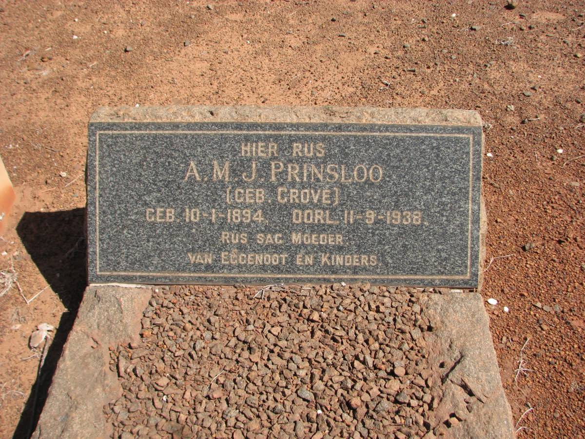 PRINSLOO A.M.J. nee GROVÉ 1894-1938