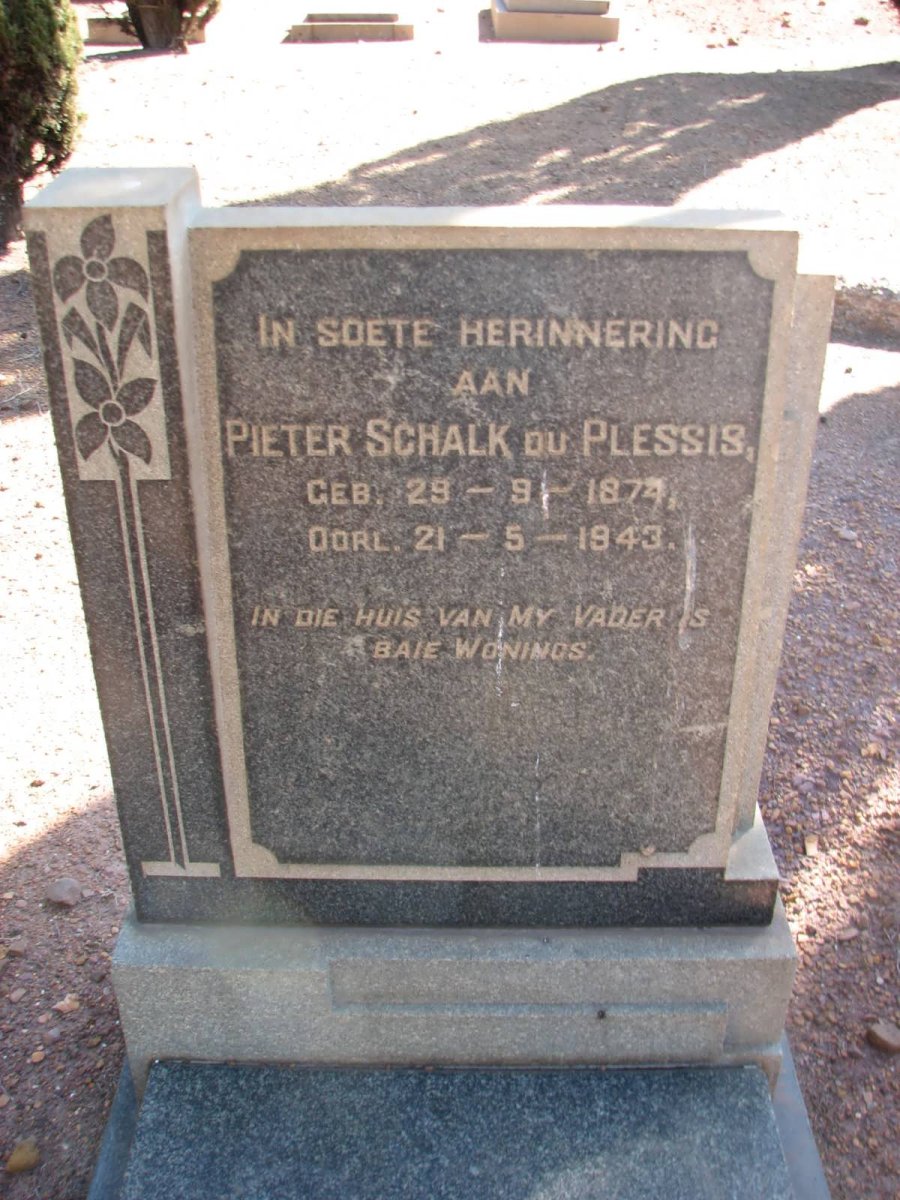 PLESSIS Pieter Schalk, du 1874-1943