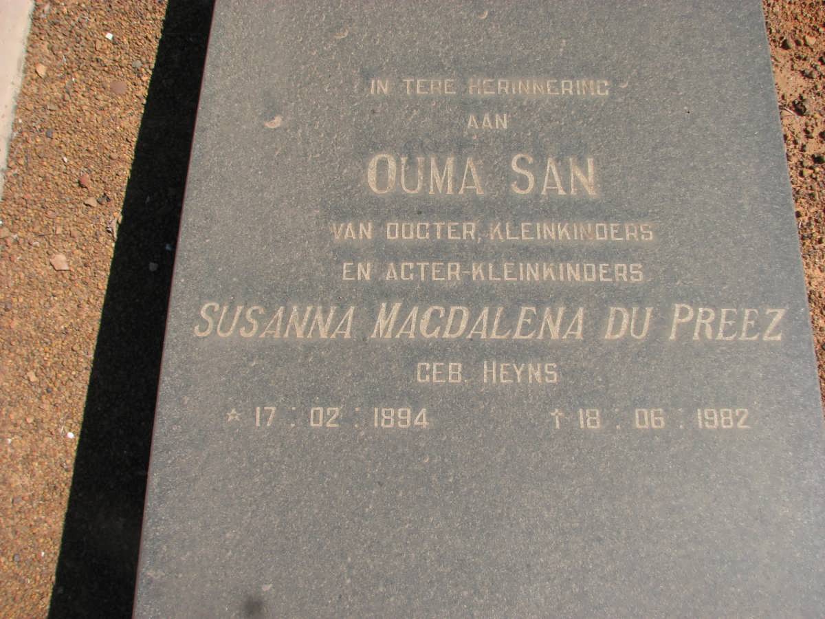 PREEZ Susanna Magdalena, du nee HEYNS 1894-1982