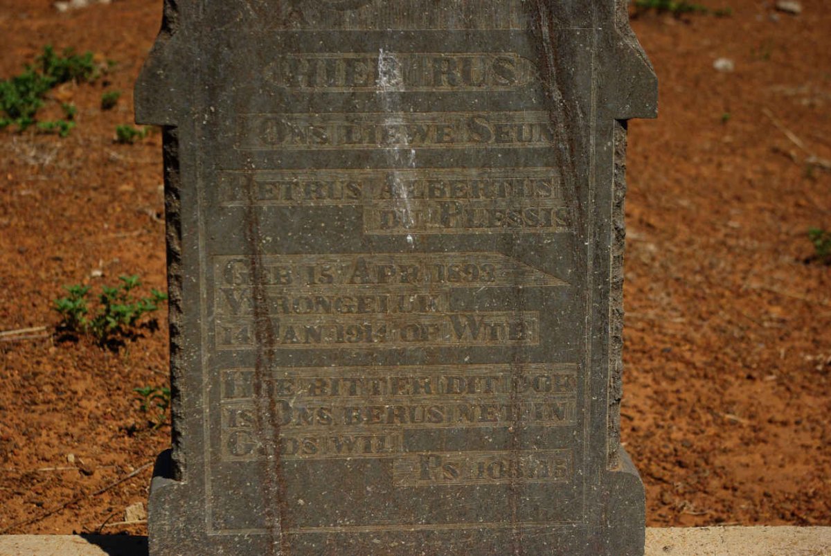PLESSIS Petrus Albertus, du 1893-1914