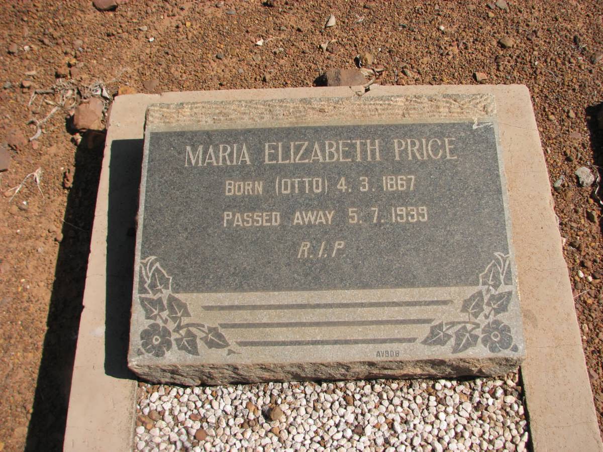 PRICE Maria Elizabeth nee OTTO 1867-1939