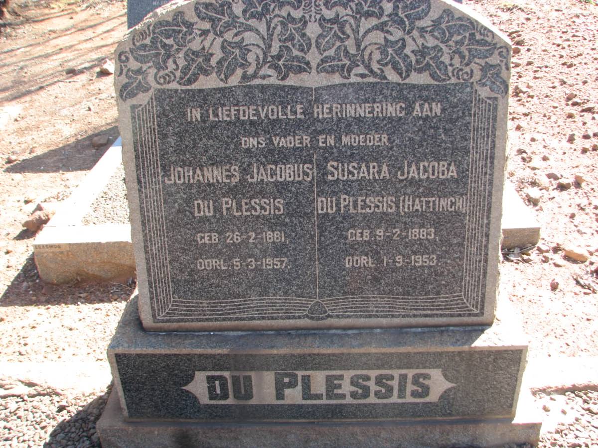 PLESSIS Johannes Jacobus, du 1881-1957 &amp; Susara Jacoba HATTINGH 1883-1953