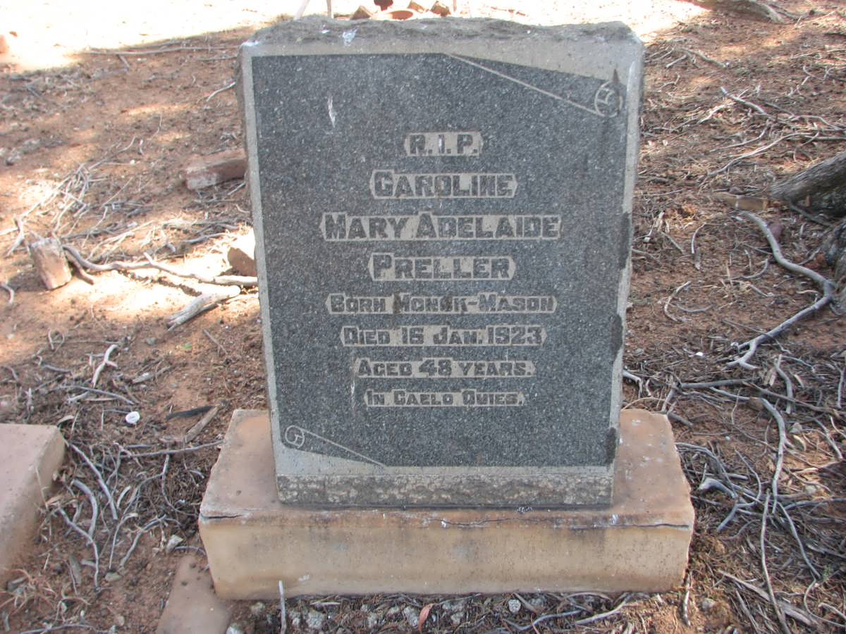 PRELLER Caroline Mary Adelaide nee MONCK-MASON -1923