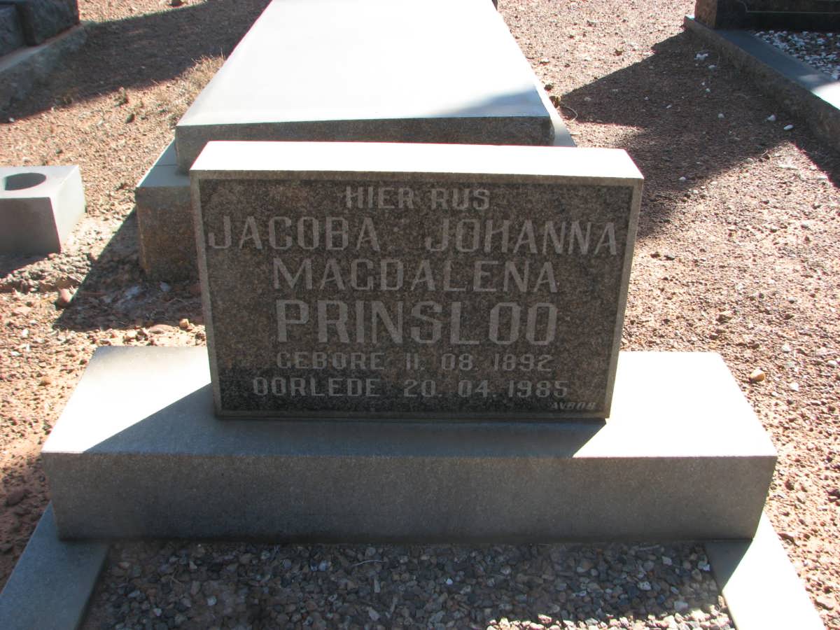 PRINSLOO Jacoba Johanna Magdalena 1892-1985