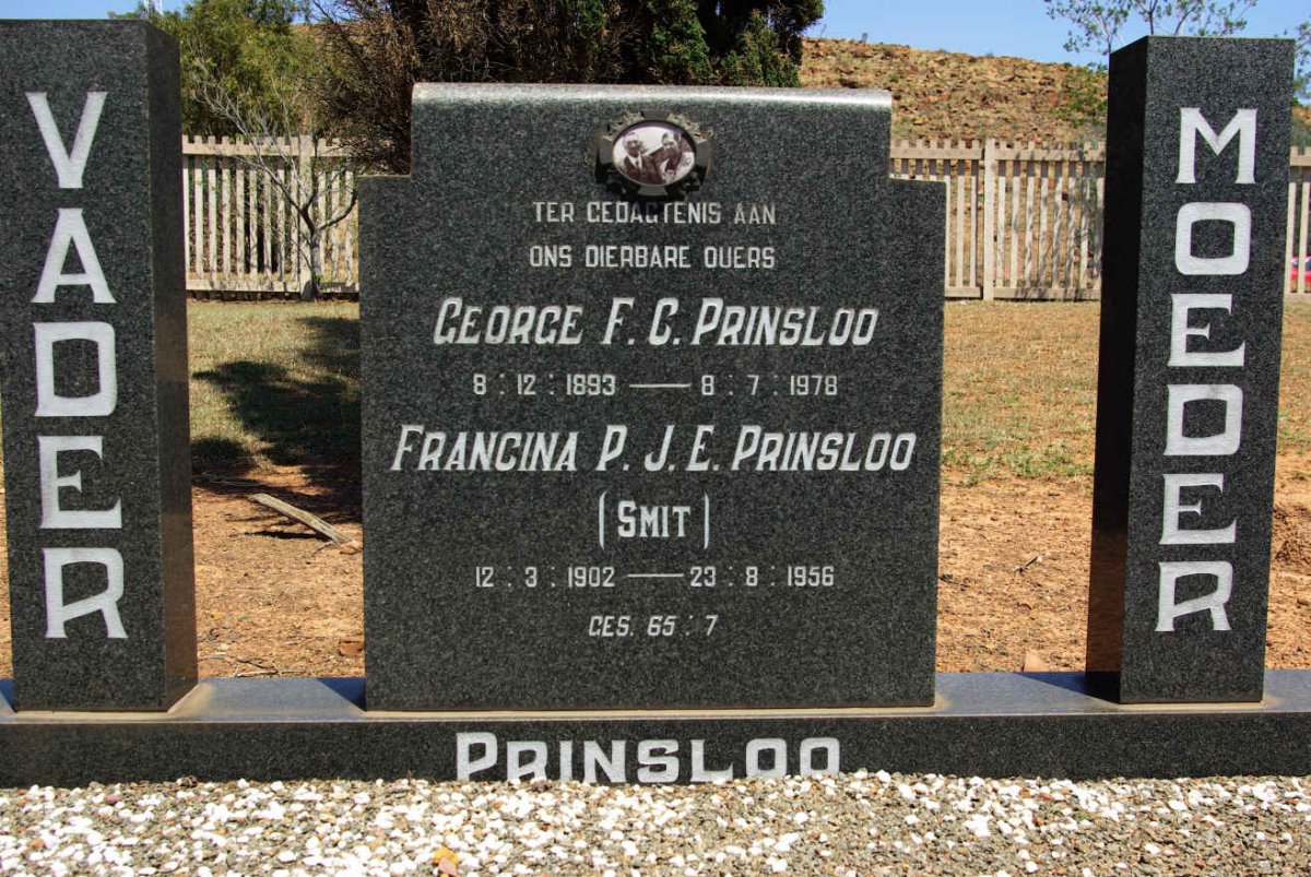 PRINSLOO George F.C. 1893-1978 &amp; Francina P.J.E. SMIT 1902-1956