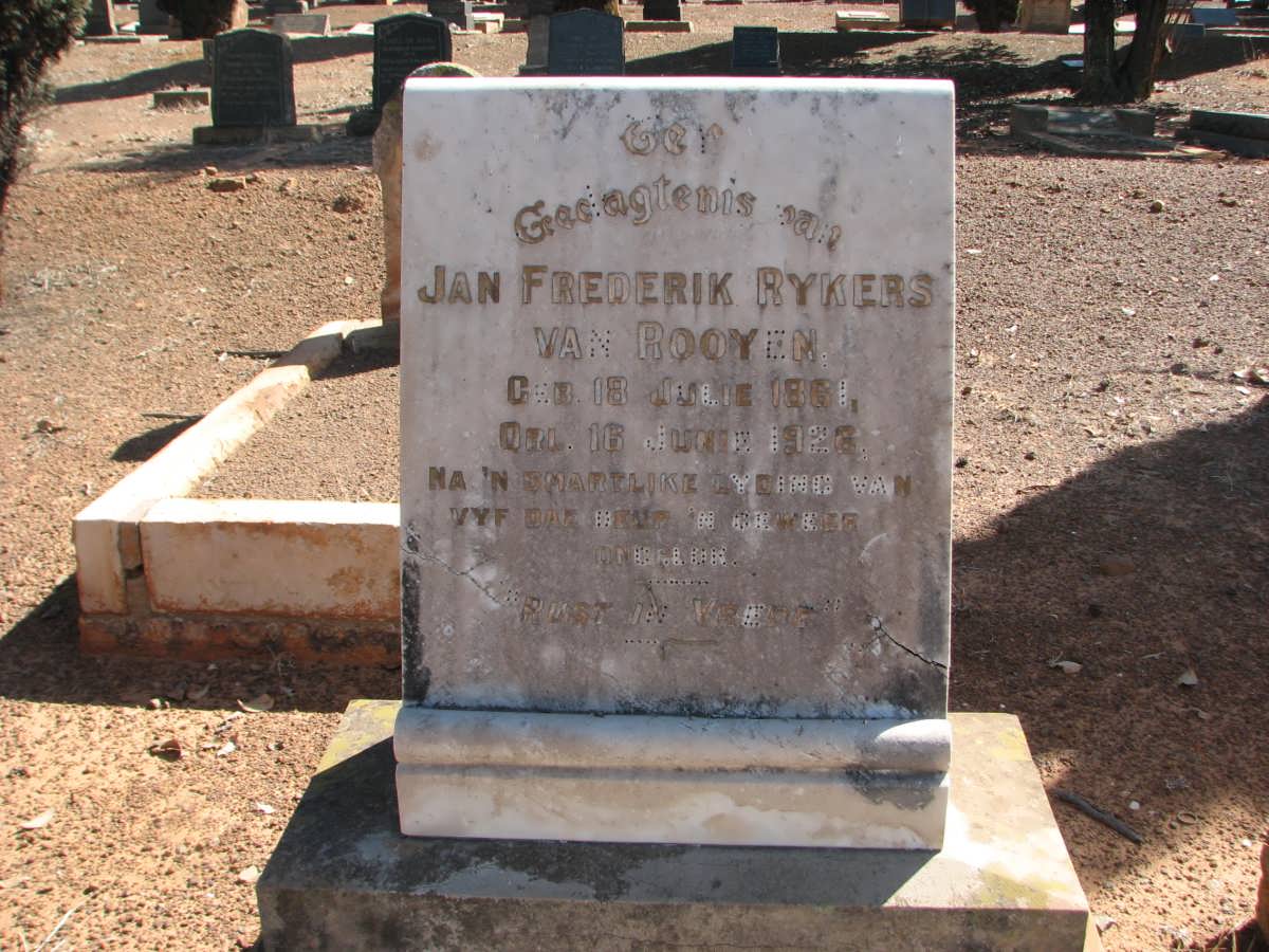 ROOYEN Jan Frederik Rykers, van 1861-1926