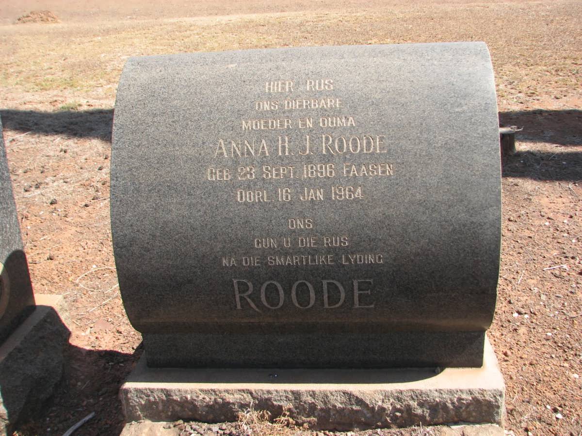 ROODE Anna H.J. nee FAASEN 1896-1964