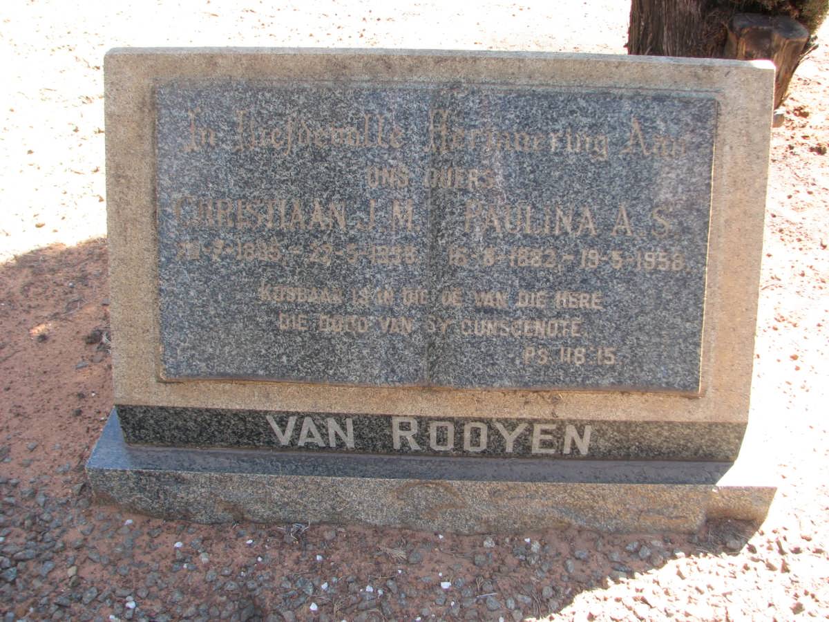 ROOYEN Christiaan J.M., van 1885-1958 &amp; Paulina A.S. 1882-1958