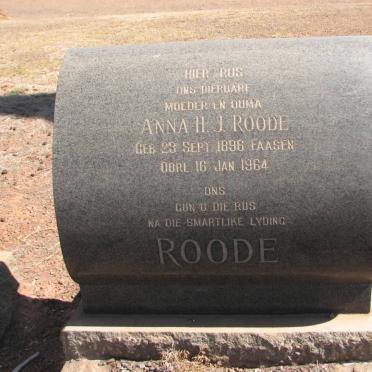 ROODE Anna H.J. nee FAASEN 1896-1964