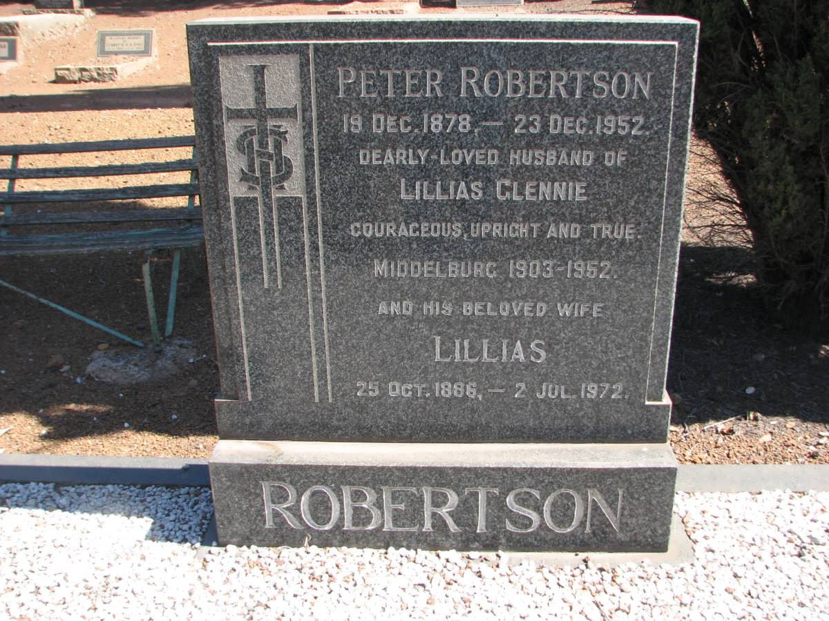 ROBERTSON Peter 1878-1952 &amp; Lillias GLENNIE 1886-1972