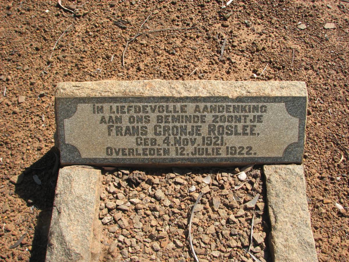ROSLEE Frans Cronje 1921-1922