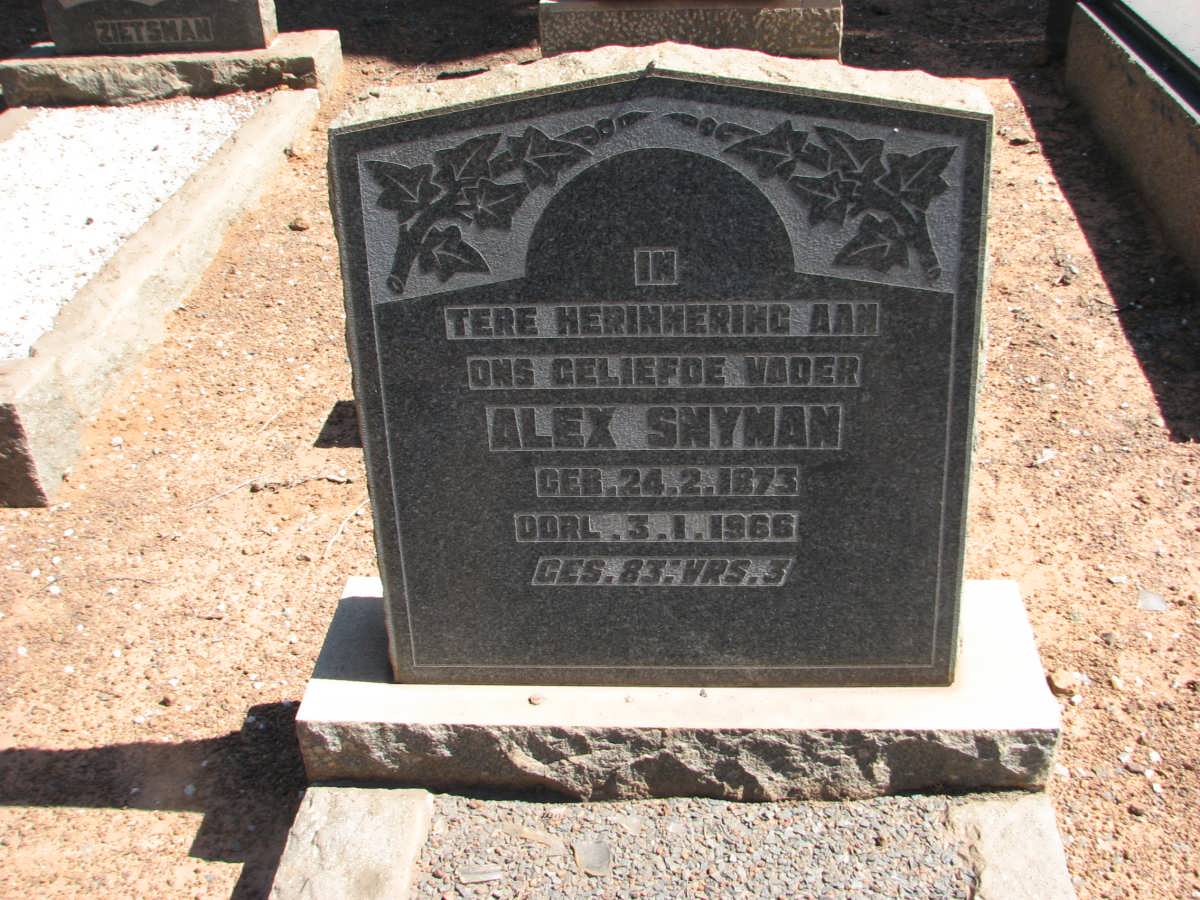 SNYMAN Alex 1873-1966