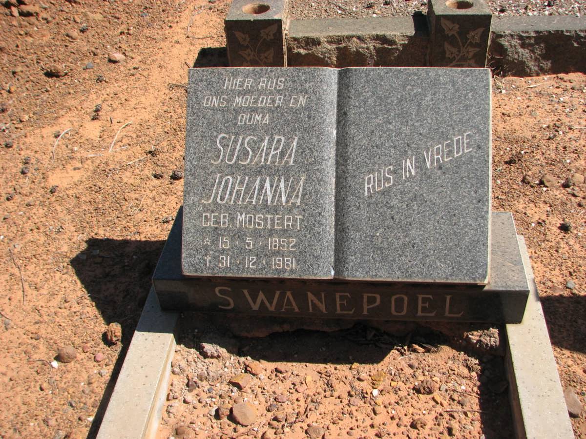 SWANEPOEL Susara Johanna nee MOSTERT 1892-1981