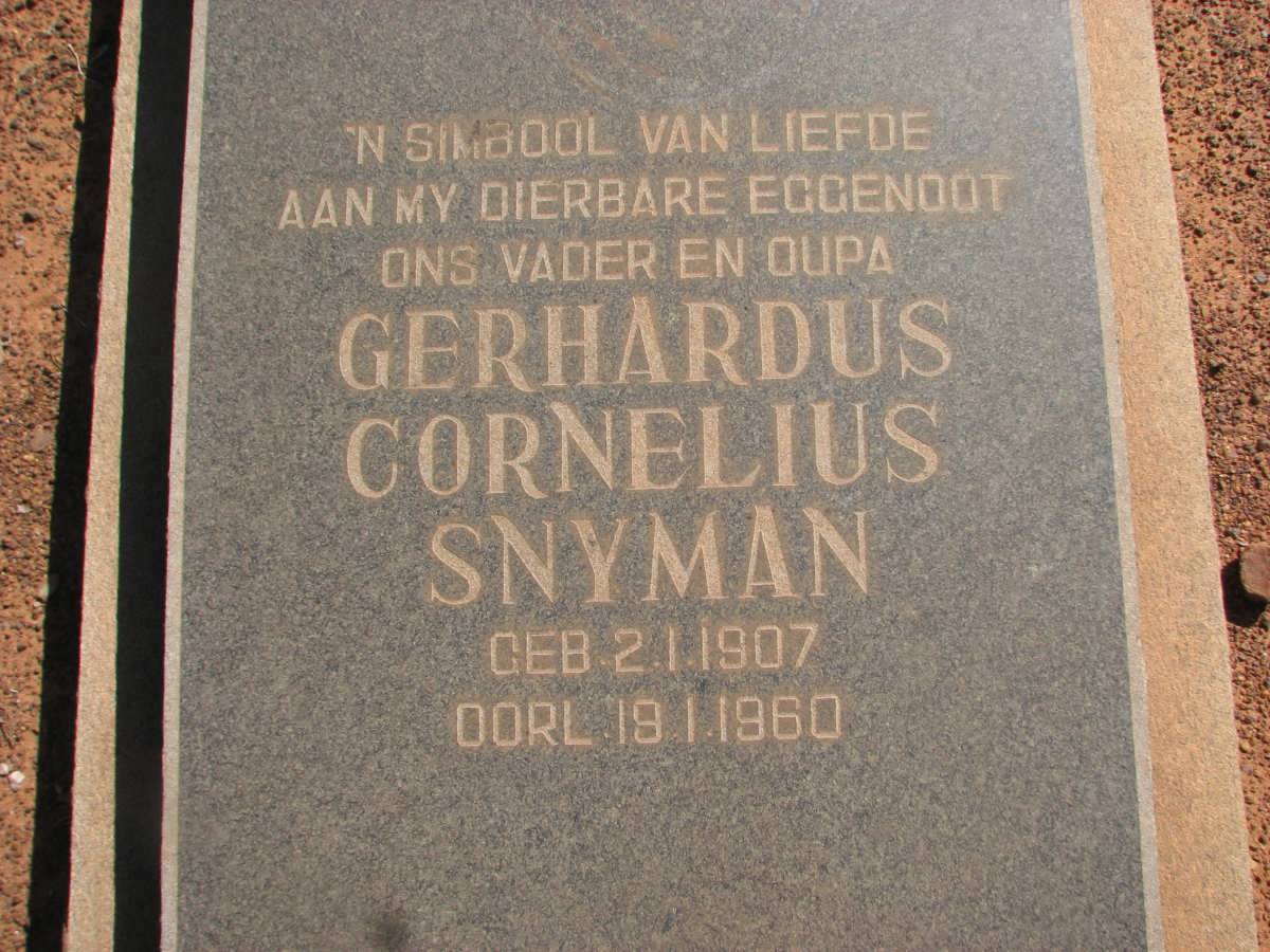 SNYMAN Gerhardus Cornelius 1907-1960