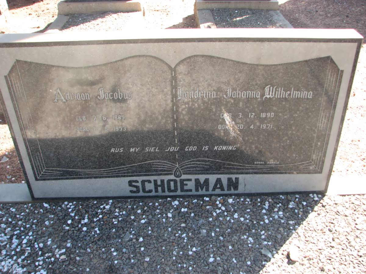SCHOEMAN Adriaan Jacobus 1885-1953 &amp; Hendrina Johanna Wilhelmina 1890-1971