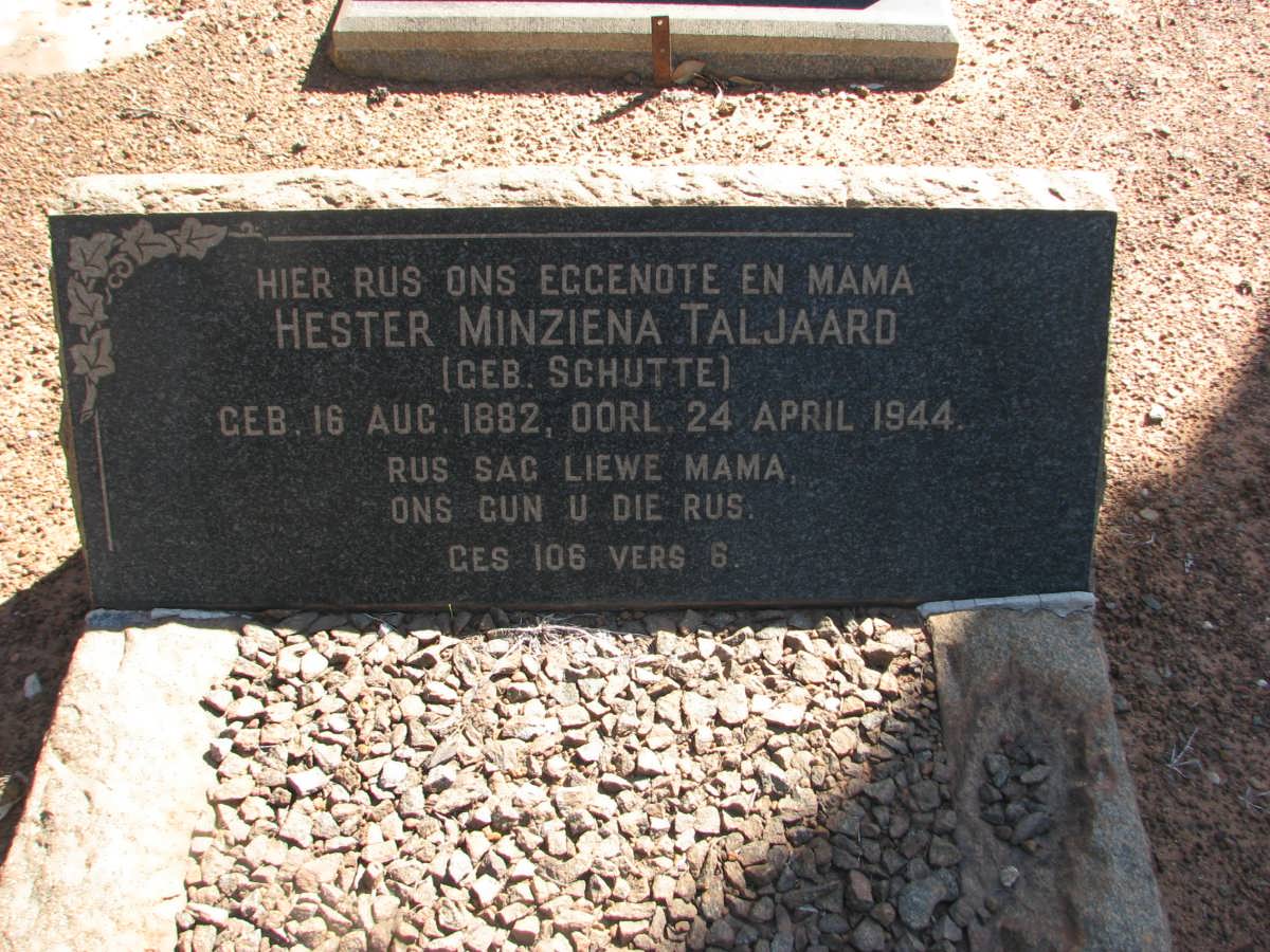 TALJAARD Hester Minziena nee SCHUTTE 1882-1944