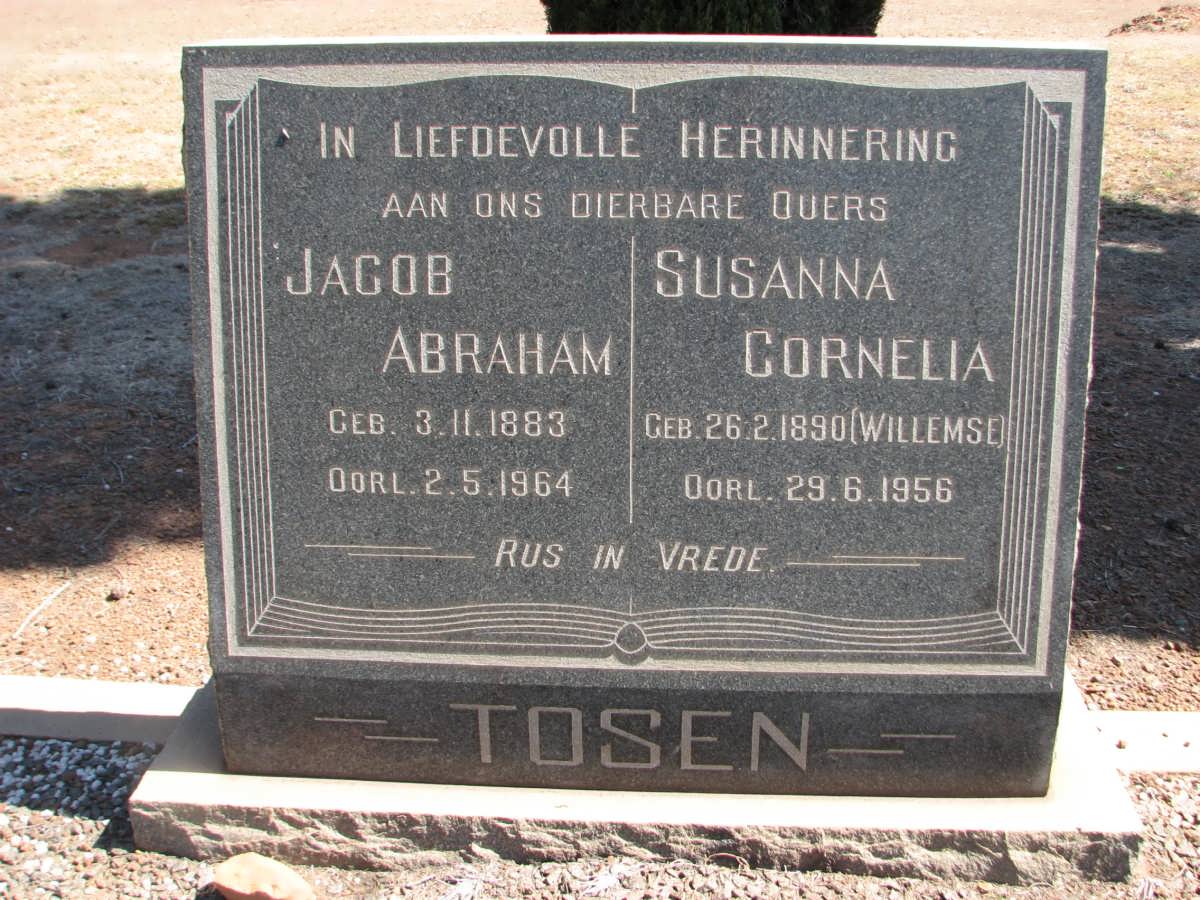 TOSEN Jacob Abraham 1883-1964 &amp; Susanna Cornelia WILLEMSE 1890-1956