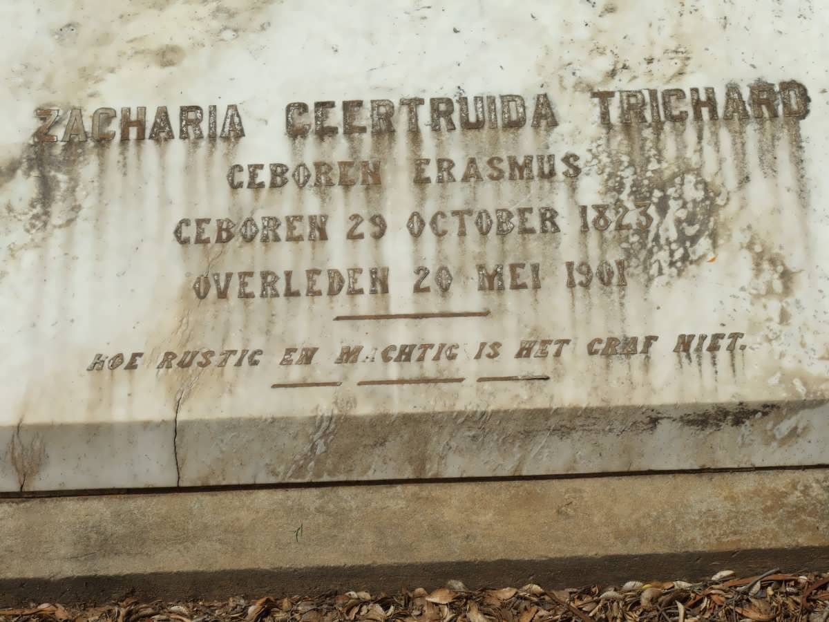 TRICHARD Zacharia Gertruida nee ERASMUS 1823-1901