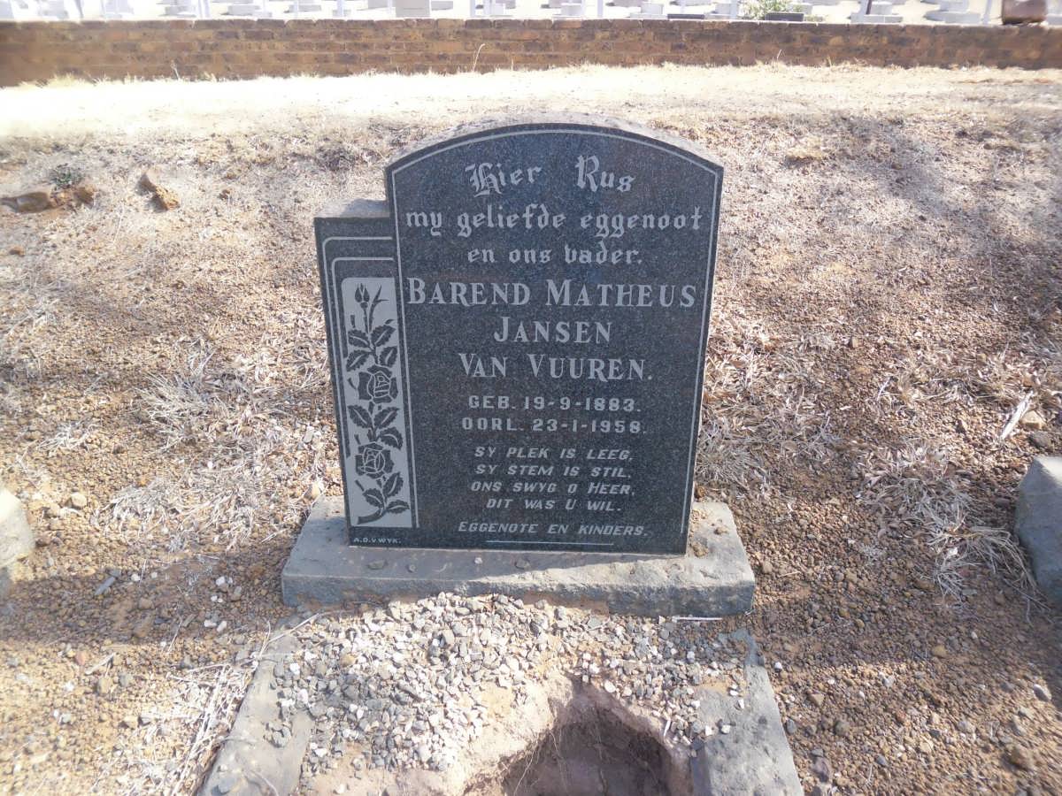 VUUREN Barend Matheus, Jansen van 1883-1958