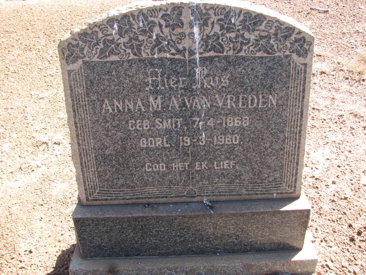 VREDEN Anna M.A., van nee SMIT 1868-1960