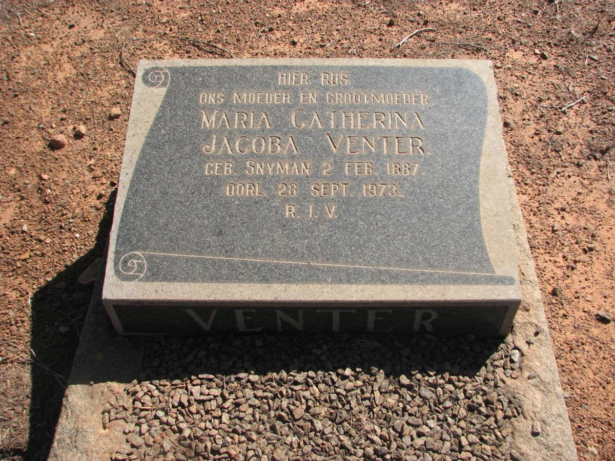 VENTER Maria Catherina Jacoba nee SNYMAN 1887-1973