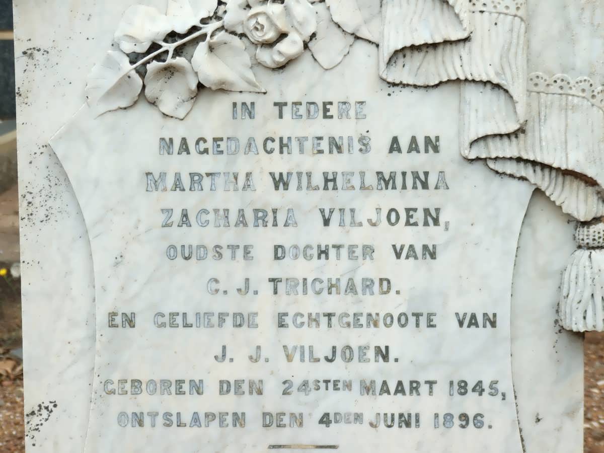 VILJOEN Martha Wilhelmina Zacharia nee TRICHARD 1845-1896