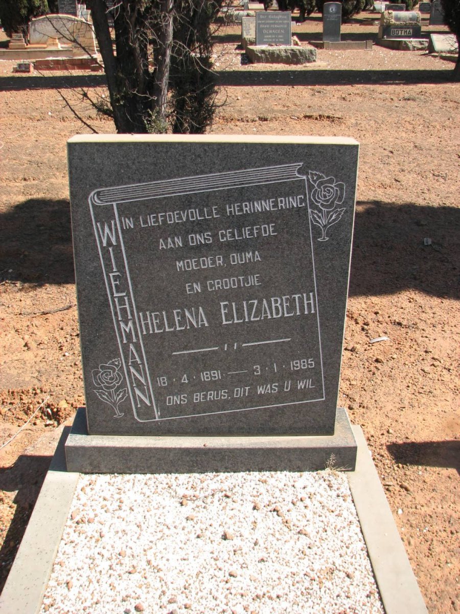 WIEHMANN Helena Elizabeth 1891-1985