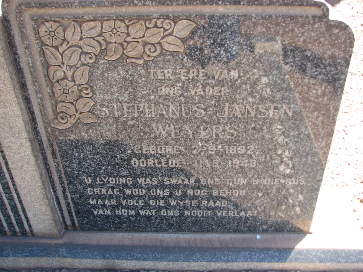 WEYERS Stephanus Jansen 1892-1943