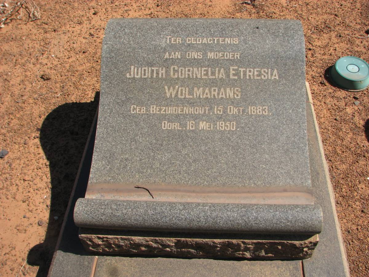 WOLMARANS Judith Cornelia Etresia nee BEZUIDENHOUT 1883-1950