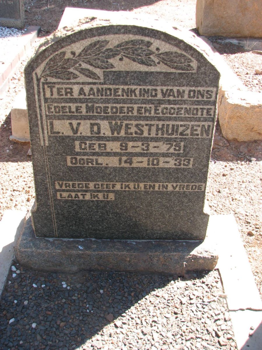WESTHUIZEN L., v.d. 1875-1933