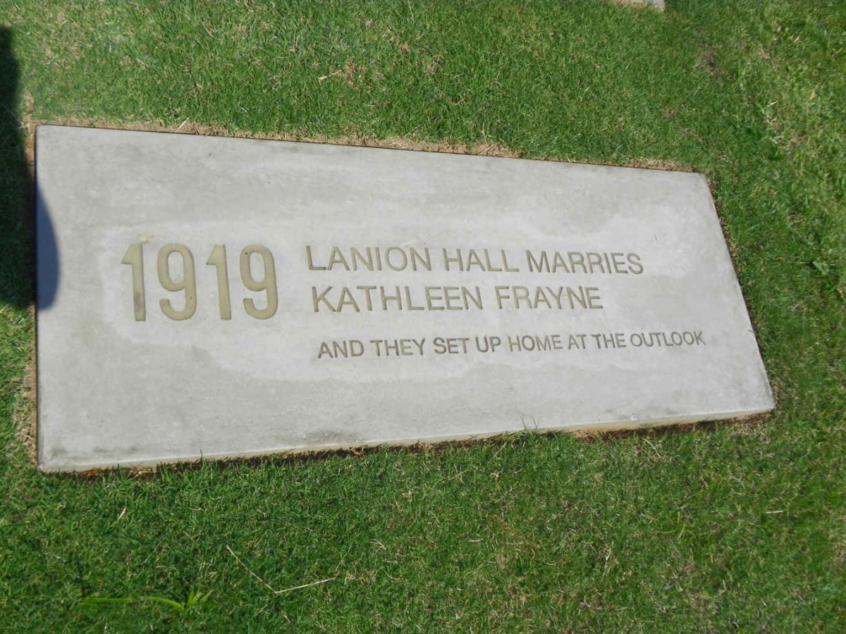 10. Lanion HALL marries Kathleen FRAYNE and they set up home at the Outlook 1919