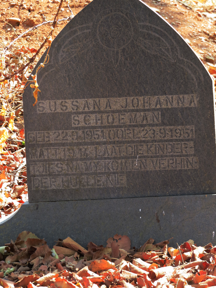 SCHOEMAN Sussana Johanna 1951-1951