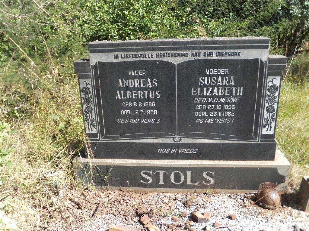 STOLS Andreas Albertus 1886-1958 &amp; Susara Elizabeth V.D. MERWE 1896-1962