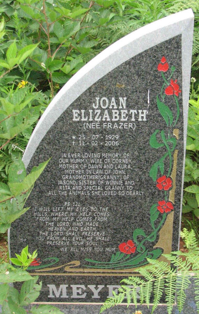 MEYER Joan Elizabeth nee FRAZER 1929-2006