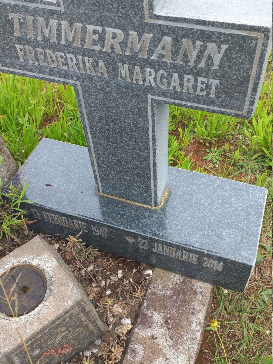 TIMMERMAN Frederika Margaret 1947-2014