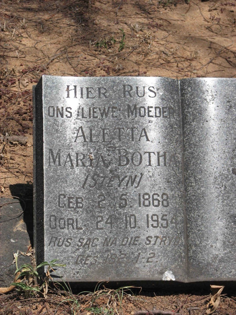 BOTHA Aletta Maria nee STEYN 1868-1954