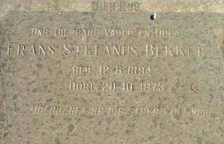 BEKKER Frans Stefanus 1894-1973