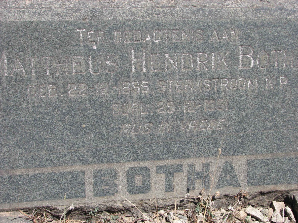BOTHA Mattheus Hendrik 1895-1951