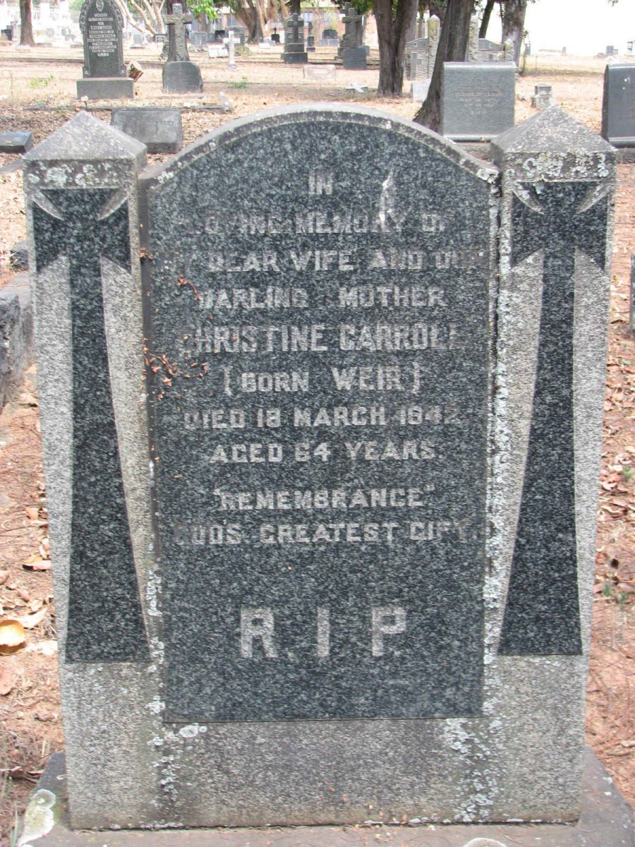 CAROLL Christine nee WEIR 1842-