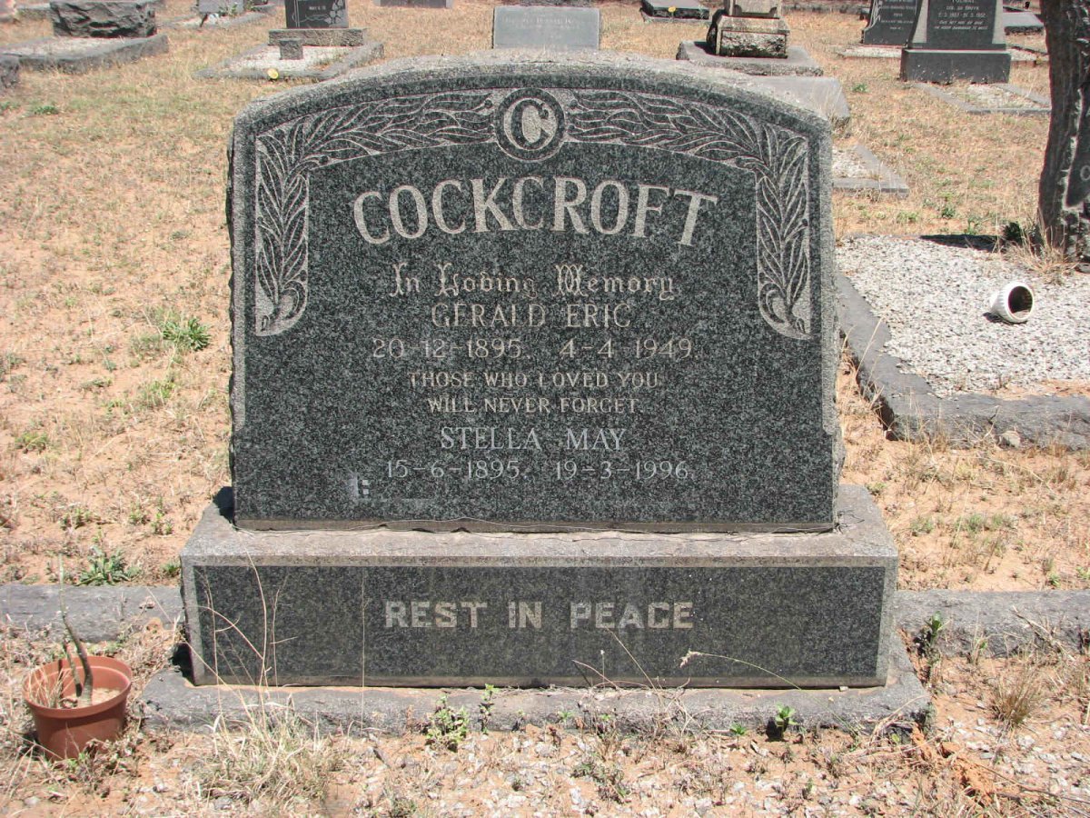 COCKCROFT Gerald Eric 1895-1949 &amp; Stella May 1895-1996